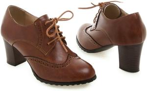 Женские туфли на массивном каблуке, однотонные балетки с круглым носком, ботильоны на каблуке 6-8 см для ежедневной носки Azttoztto, Brown