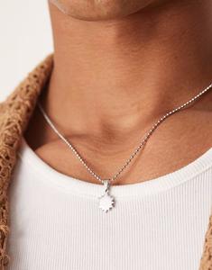 Водонепроницаемое ожерелье с подвеской в виде солнца из нержавеющей стали с цепочкой из шариков, серебряное Asos Design