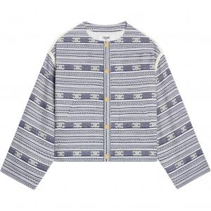 CELINE Приталенная куртка с узором и пуговицами, Blue