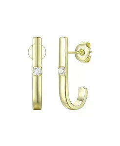 Серьги-Кольца открытого типа с покрытием из 14-каратного золота и прозрачными кубическими цирконами Rachel Glauber, gold