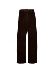 Брюки широкого кроя с фактурой вельвет MIU MIU, коричневый