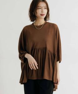 Футболка с рукавами «летучая мышь» и сборками Studio CLIP, коричневый