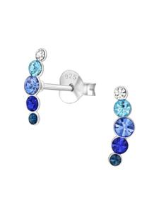 Alexander York Серьги-гвоздики, серия CRYSTAL SERIES 5, синие, из серебра 925 пробы, комплект из 2 штук