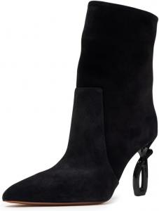 Женские стильные закрытые ботильоны с заостренным носком, уникальные высокие каблуки, сапожки на молнии, повседневные туфли для шопинга и платья, размеры 4-16 США Wo wagas, Black