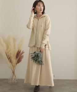 Расклешенная юбка на флисовой подкладке с необработанным краем Pourvous, цвет Light Beige