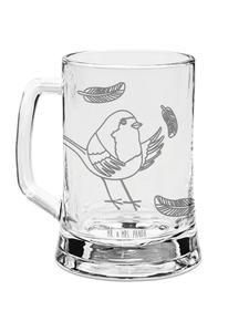Пивная кружка с перьями малиновки, без слов, из прозрачного материала Mr. & Mrs. Panda