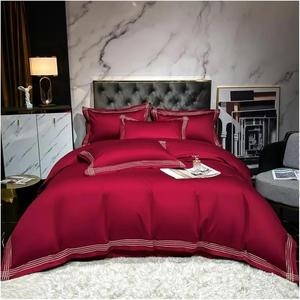 YIZUFU Комплект постельного белья из египетского хлопка серого цвета с льняной вышивкой