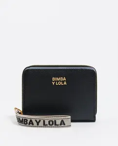 Женский кожаный кошелек на молнии, черный Bimba y Lola