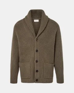 Мужской кардиган с пуговицами, воротник смокинг, английская вязка Emidio Tucci, хаки