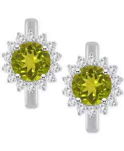 Серьги-Кольца с ореолом из стерлингового серебра с родолитом (2-1/5 карата tw) и белым топазом (1/2 карата tw) (также с перидотом, голубым топазом, аметистом и цитрином) Macy'S, peridot
