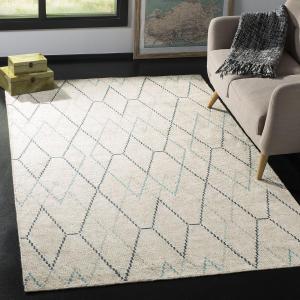 Ковер для пола SAFAVIEH, 122 x 183 см,  Stone Wash Collection Ivory/Blue STW903A ручной работы из современного бамбукового шелка