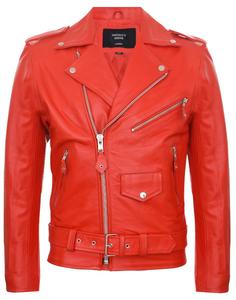 Куртка Cowide Biker с перекрестной молнией Classic Brando Grease TruClothing, красный