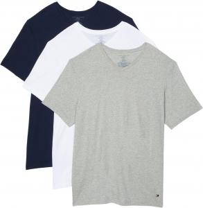 Комплект из 3 классических мужских хлопковых маек Tommy Hilfiger с V-образным вырезом, Multi