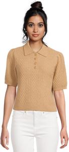 Поло Lilla P Mixed Stitch Elbow Sleeve Polo, цвет Birch