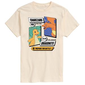 Мужская футболка с рисунком Pokemon Dragonite и Charizard Licensed Character, бежевый