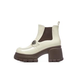 Короткие ботинки челси 8 см, женские Daphne, thick fleece бежевый