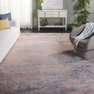 Ковер SAFAVIEH, 275 x 366 см, Signature Collection, Blue/Grey Brown, геометрический рисунок, идеален для помещений с высокой проходимостью в гостиной, спальне, столовой (SIG810M)