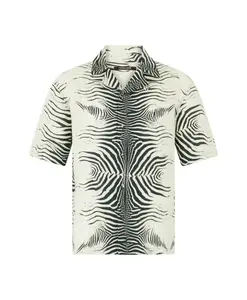 Миниатюрная льняная рубашка с зебровым принтом Roberto Cavalli, черный