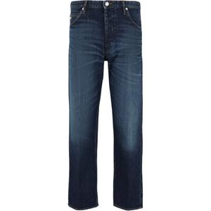 Джинсы J69 свободного кроя в стиле stone wash, стрейч деним с эффектом dirty effect EMPORIO ARMANI, medium синий