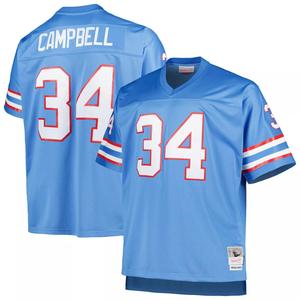 Мужская футболка Mitchell & Ness Earl Campbell светло-синего цвета "Хьюстон Ойлерз" Big & Tall 1980 года, реплика вышедшего на пенсию игрока