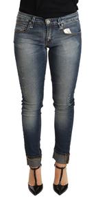 Acht Washed Cotton Low Waist Skinny Women Trouser Женские джинсы, синий