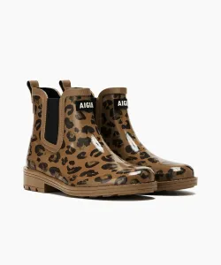 Резиновые сапоги Carville с леопардовым принтом и боковой эластичной вставкой