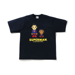 Футболка свободного кроя BAPE X DC Baby Milo Superman A Bathing Ape, темно-синий