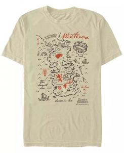 Мужская футболка с коротким рукавом Game of Thrones Simple Map Fifth Sun, коричневый/бежевый