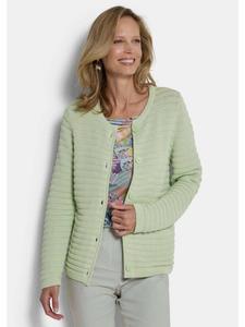 GOLDNER Укороченный размер: Ажурный кардиган с горизонтальным ребристым узором, цвет шалфейно-зеленый