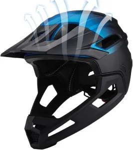 Велосипедный шлем со съемной защитой подбородка — регулируемый полнолицевой жесткий велосипедный шлем для взрослых и детей | Дышащая защита для скейтбординга и катания на горных велосипедах, black blue