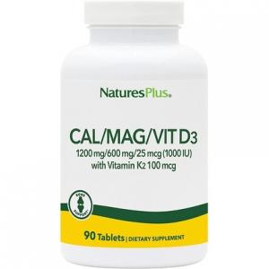 Naturesplus Cal/Mag/Vit D3 с витамином K2, добавка для здоровья костей, 90 таблеток, Nature'S Plus