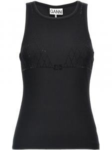 Майка GANNI со стразами, черный