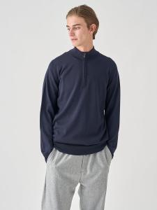 Трикотажная кофта с длинными рукавами и молнией до середины груди | TAPTON | 24G | Стандартный крой