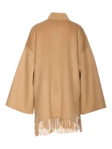 Пальто с бахромой по подолу и V-образным вырезом THE DYNAMIS STUDIO, нейтральный