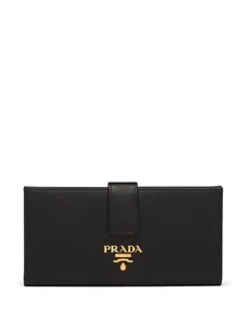 Большой кошелек с логотипом Prada, черный