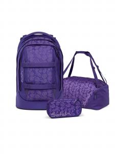 Satch Рюкзак 'Pack Schulrucksack Set 3tlg' в крапчатом фиолетовом