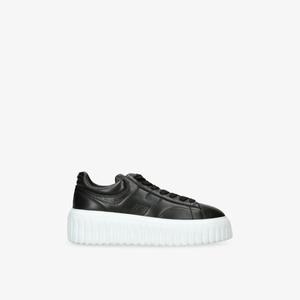 Кроссовки кожаные Hogan H-Stripes с полосками, черный