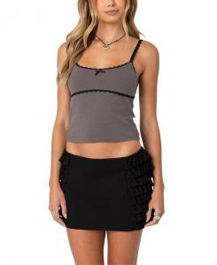 Майка Edikted Elin с кружевной отделкой, серый