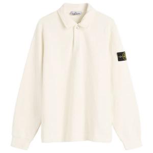 Поло с длинными рукавами из плотного хлопка с начесом Stone Island, Ivory