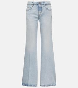 Расклешенные джинсы с разрезами по низу Ami Paris, Bleu Javel