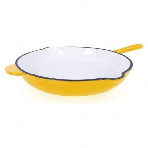 Сковорода Echtwerk чугунная, эмалированное покрытие, чугунная сковорода с двумя ручками, кремовая, диаметр 26,5 см, цвет: желтый