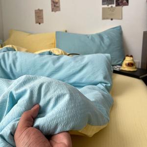 AVIVI Комплект постельного белья 3 предмета, простыня, пододеяльник 150x200 см, цвет синий миндаль желтый