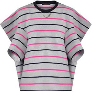 Полосатая футболка свободного кроя с открытыми плечами Louis Vuitton, серый