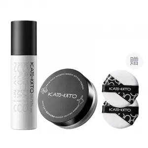 KATO Loose Powder, Makeup Setting Spray Набор для макияжа Контроль жирности, без переноса, коррекция тона кожи 100мл+6,5г/100мл+8г KATO-KATO, third generation 03 luminous+upgraded long-lasting spray (черный cap) with 2 powder puffs included