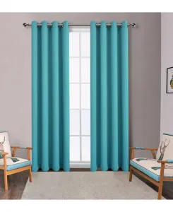 100% затемняющие термоизоляционные шторы для гостиниц с люверсами (2 шт.) Kate Aurora, teal