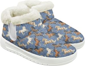 Женские зимние ботинки JoyLamoria с узором животных, пушистые, на платформе, модные для улицы, Art Horse Print