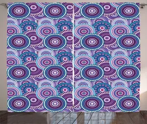 Сиреневая штора ABAKUHAUS в деревенском стиле с круговым узором в горошек, присборенная штора из тесьмы для спальни с петлями и крючками, 280 x 245 см, разноцветная Abakuhaus