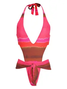 Купальник с принтом тай-дай Amir Slama, розовый