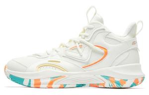 Баскетбольные кроссовки мужские с высоким верхом цвета слоновой кости/электрический оранжевый Qiaodan