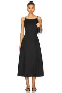 Платье с завышенной талией и высоким воротником Astr The Label, black